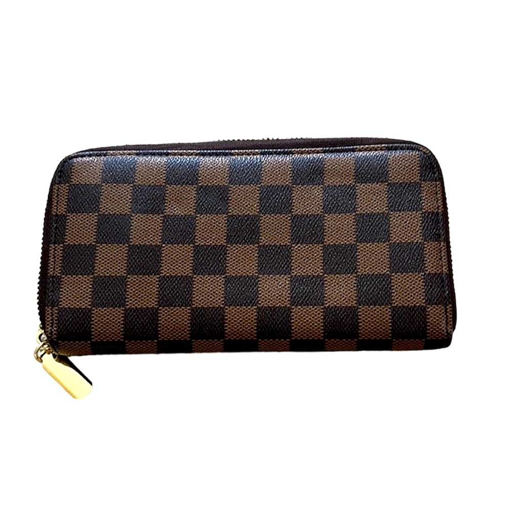 Daisy Rose Brown Checkered Wallet Zippy